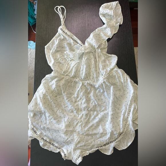 Free People Intimately White Ruffled Women's Sleepwear Romper - Picture 1 of 5